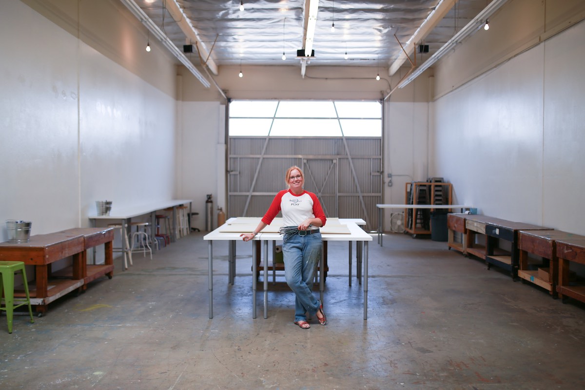 Gabrielle McLean (aka Gabrielle Carey) in her maker space at Heartfelt Play Studio, Costa Mesa, California