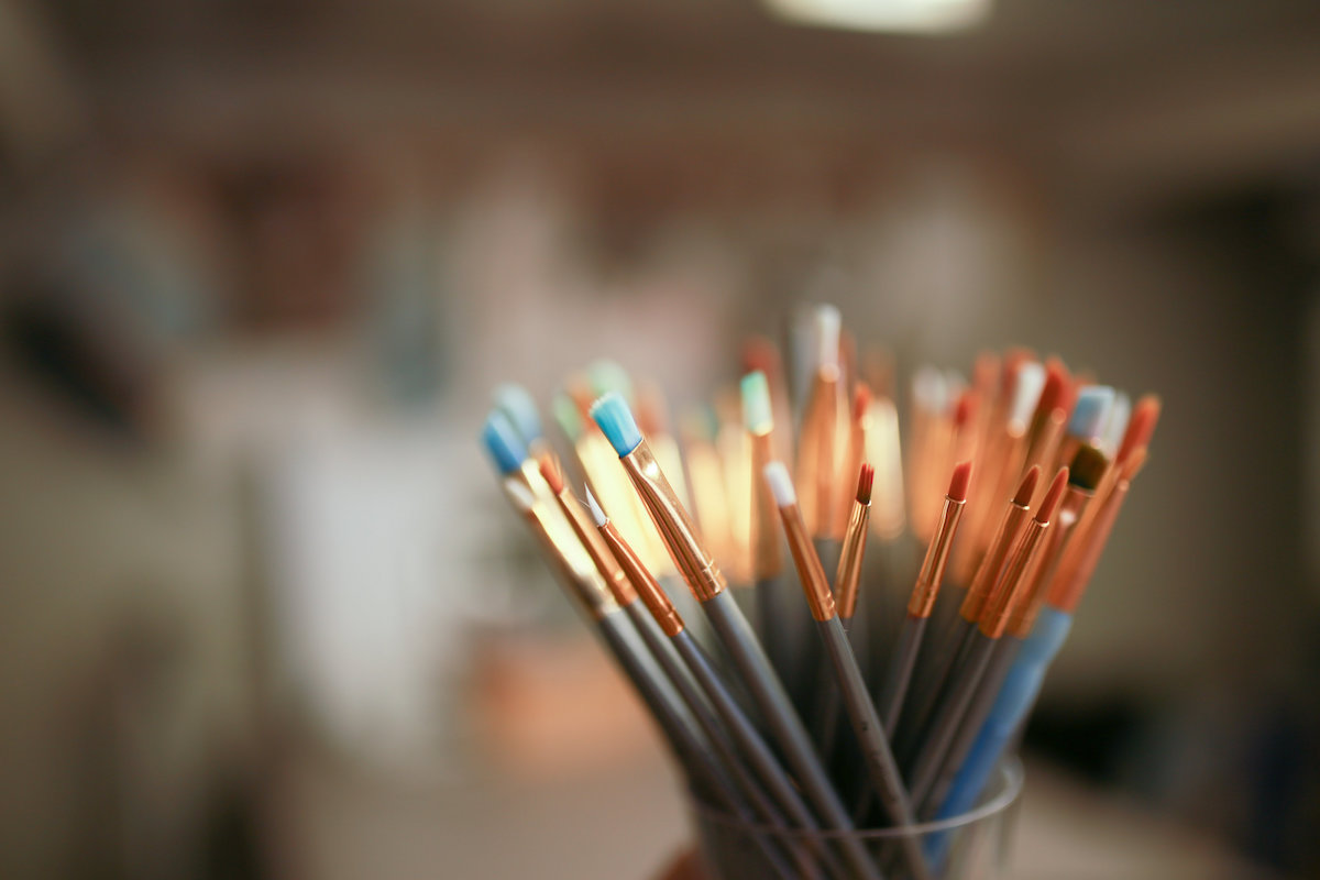 A Cup Full of Paint Brushes at Heartfelt Play Studio in Costa Mesa, California