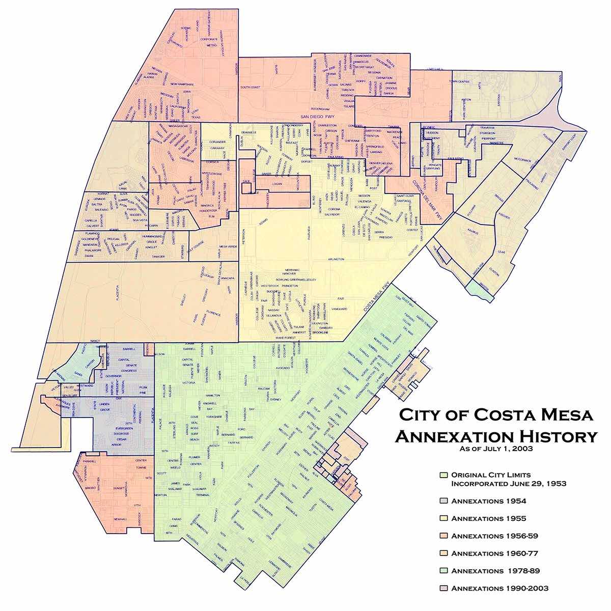 Costa Mesa Annexation History Map 
